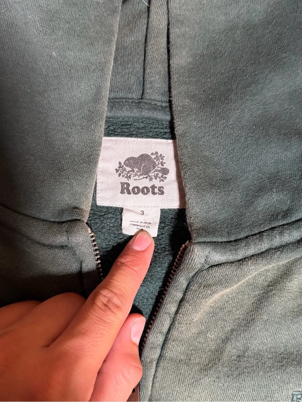 Roots Men's Forest Green Full-Zip Hoodie Sweater